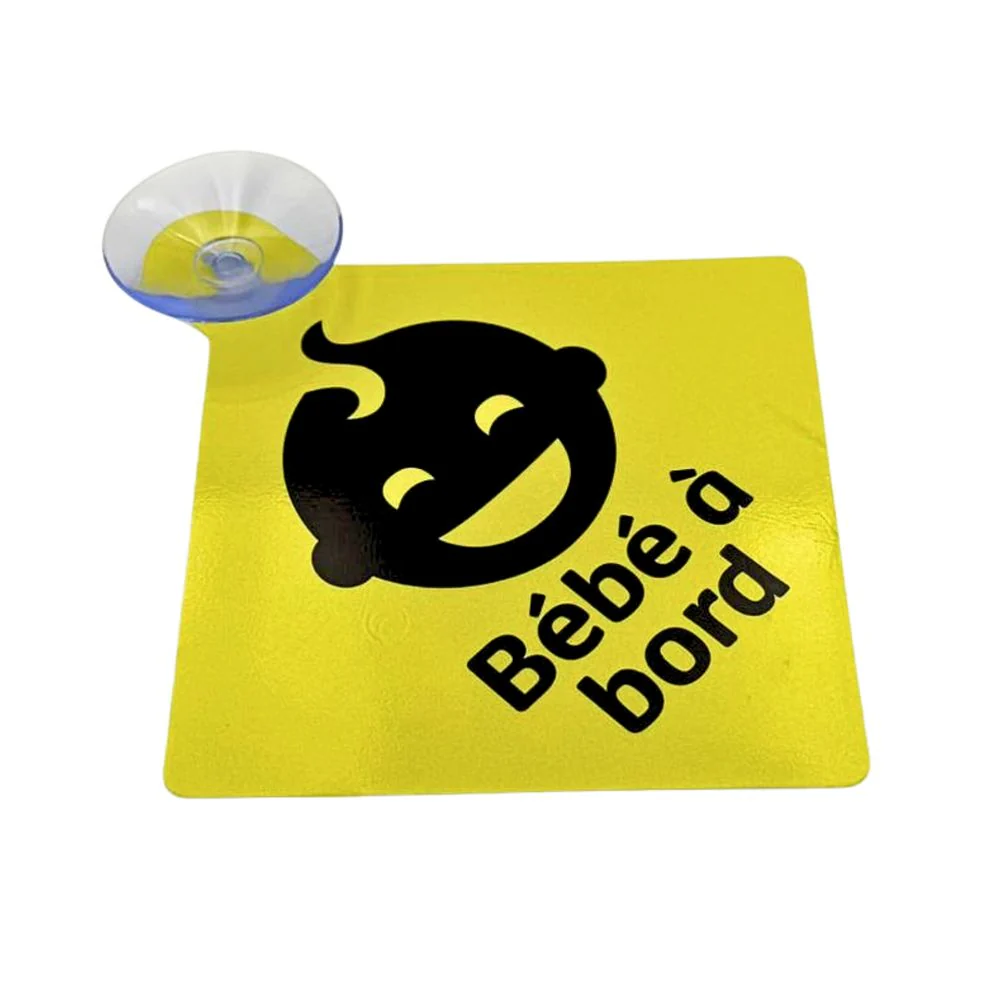PANNEAU "BEBE A BORD" REFLECHISSANT AVEC VENTOUSE 125X125MM – Image 2